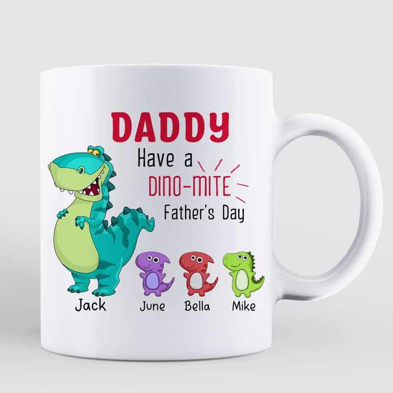 Happy Father's Day Dino-mite Dinosaur Personalized Mug