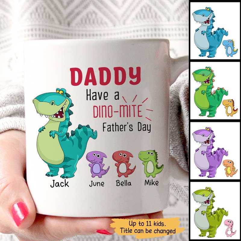 Happy Father's Day Dino-mite Dinosaur Personalized Mug