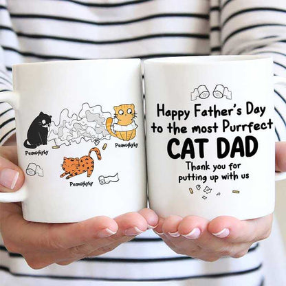 Happy Father's Day Toilet Paper Cats Personalized Mug