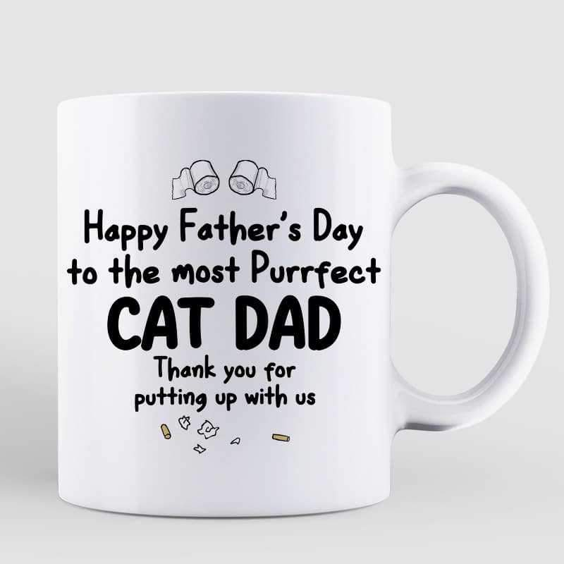 Happy Father's Day Toilet Paper Cats Personalized Mug