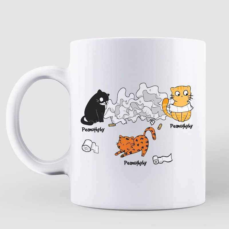 Happy Father's Day Toilet Paper Cats Personalized Mug