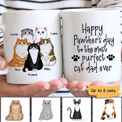 Happy Pawther's Day Dad Fluffy Cat Personalized Mug