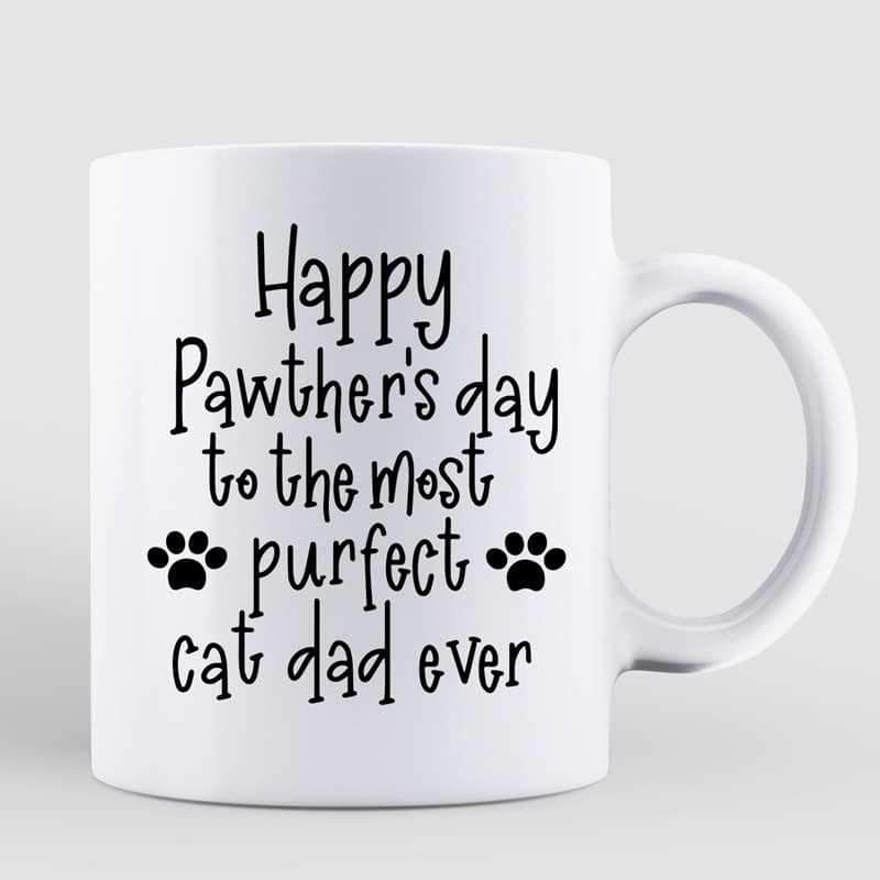 Happy Pawther's Day Dad Fluffy Cat Personalized Mug
