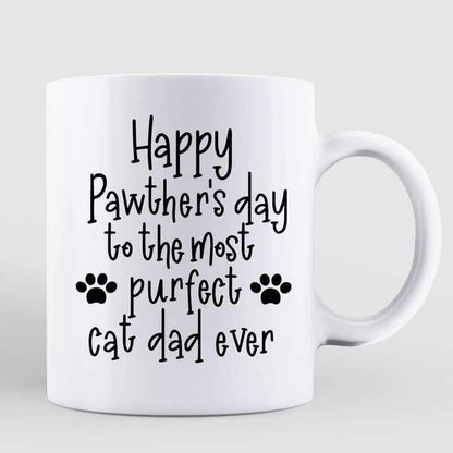 Happy Pawther's Day Dad Fluffy Cat Personalized Mug