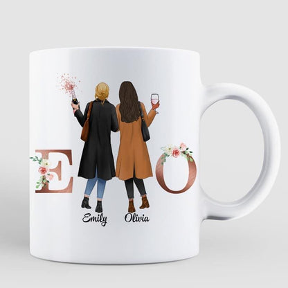 Initial Flower Sisters Personalized Mug