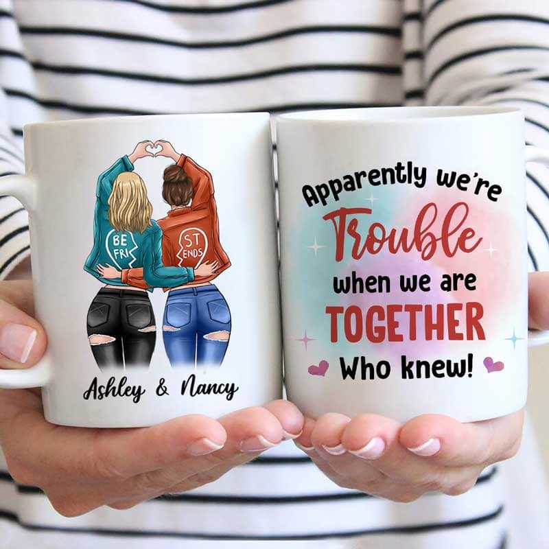 Jeans Jacket Besties Watercolor Personalized Mug