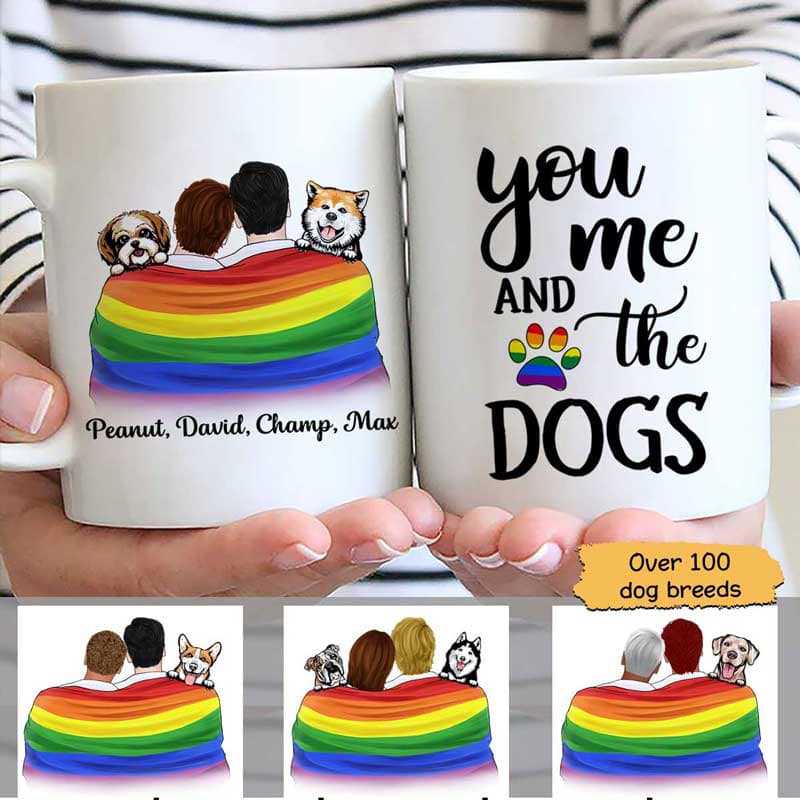 LGBT Couple And Dogs Gift For Him Personalized Coffee Mug