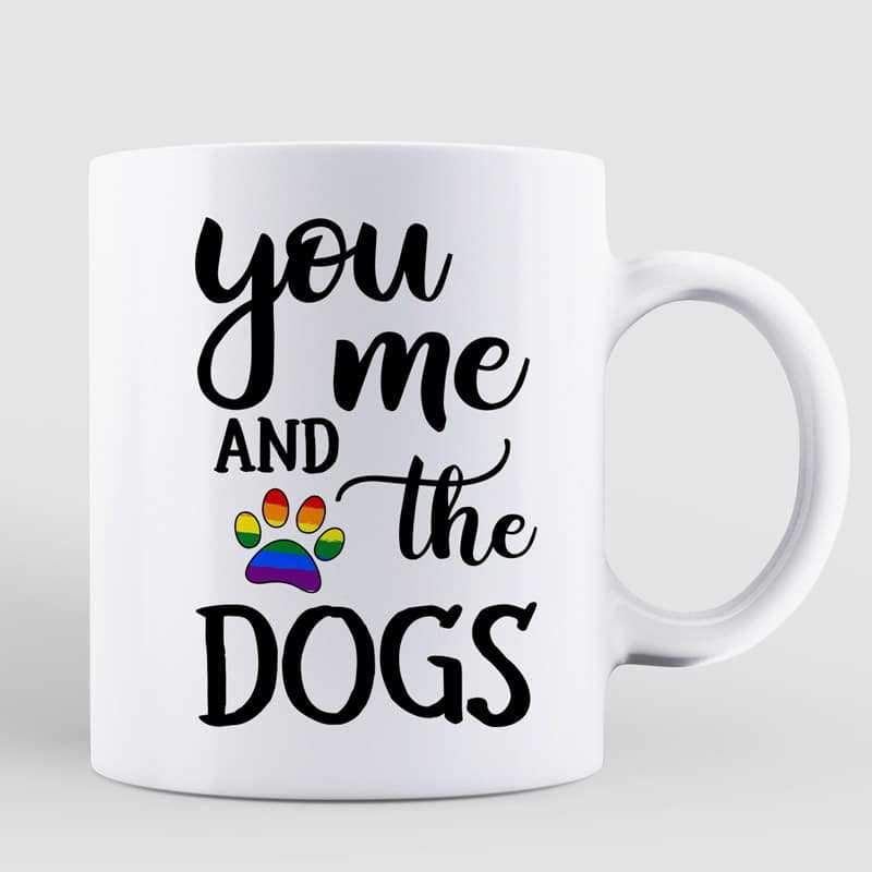 LGBT Couple And Dogs Gift For Him Personalized Coffee Mug