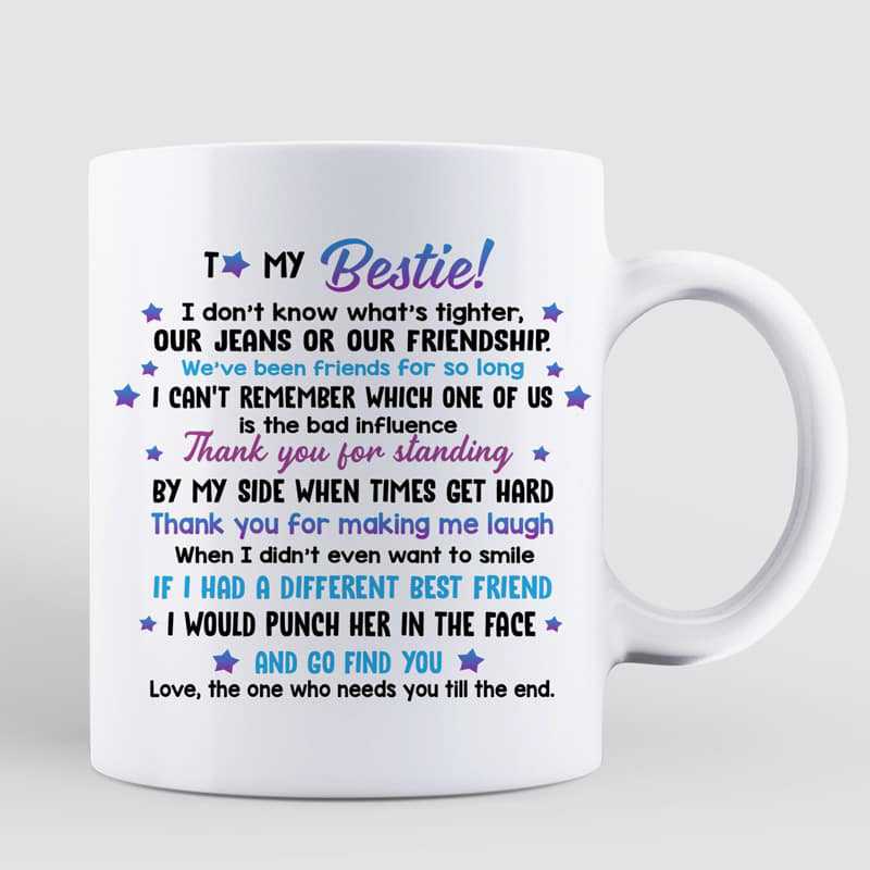 Modern Girls Front View To My Bestie Personalized Mug (4 Besties)
