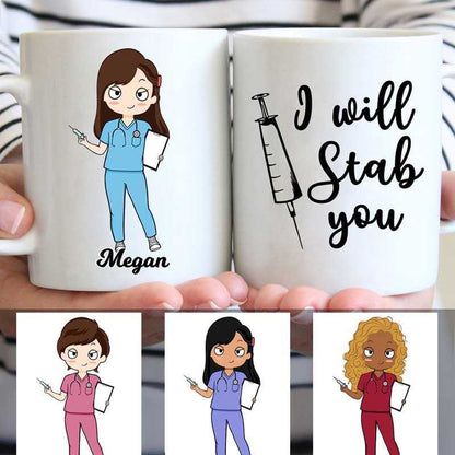 Nurse Chibi I Will Stab You Personalized Mug