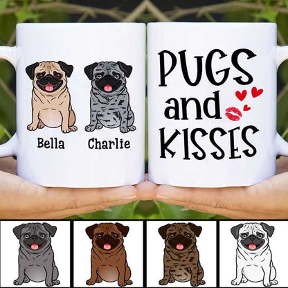 Pugs & Kisses Pug Dog Personalized Coffee Mug