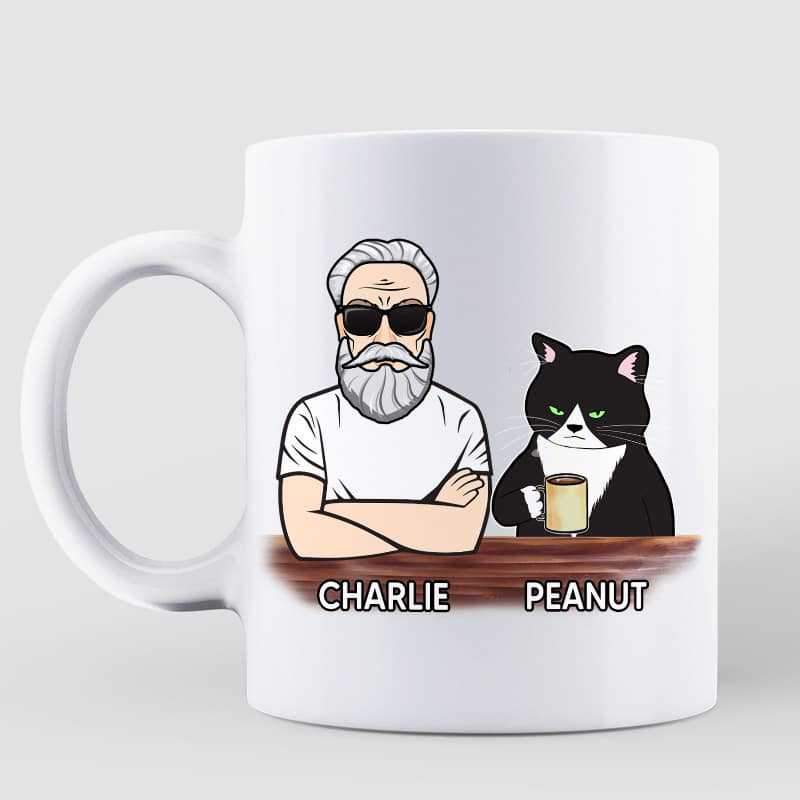 Sitting Man Best Cat Dad Ever Personalized Mug
