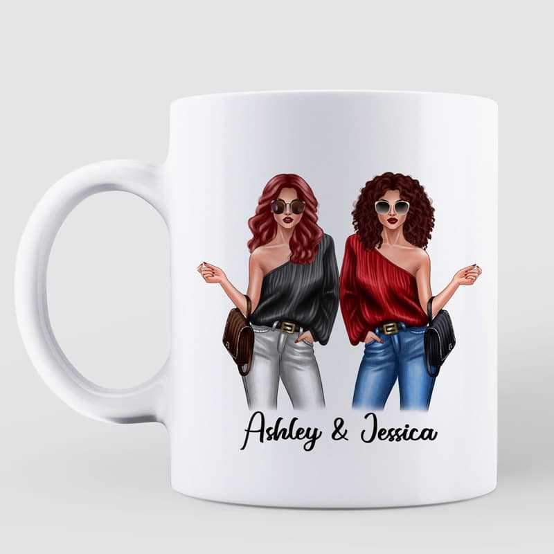 Standing Fashion Besties Friends Personalized Mug