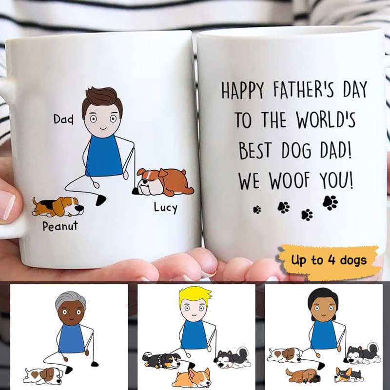Stick Dog Dad Happy Father's Day Personalized Mug