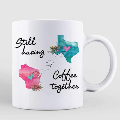 Still Having Coffee Together Long Distance Chibi Besties Personalized Mug