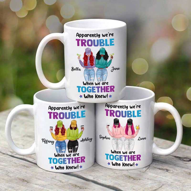We're Trouble Besties Front View Personalized Mug