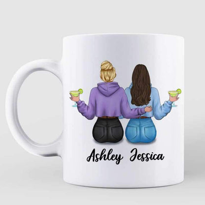 We're Trouble Besties Modern Girls Back View Personalized Mug