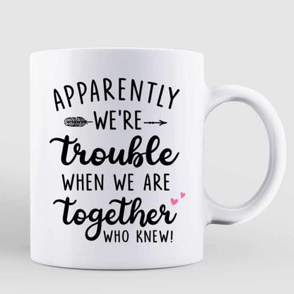 We're Trouble Besties Modern Girls Back View Personalized Mug
