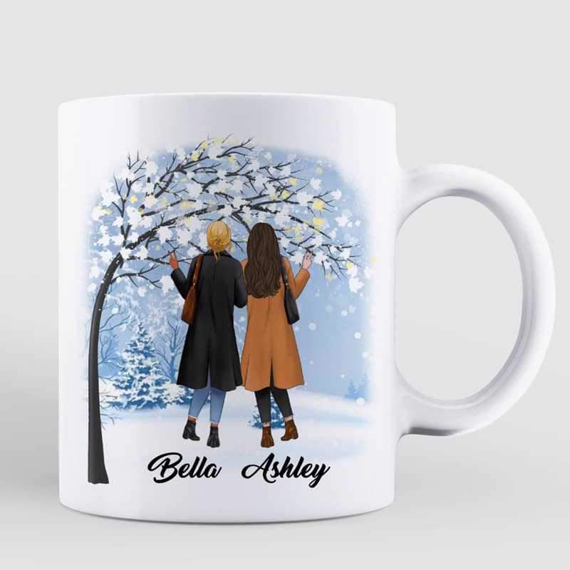 Winter Tree Life Is Better With Besties Personalized Mug