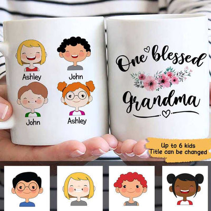World's Best Grandma Family Kid Face Personalized Coffee Mug