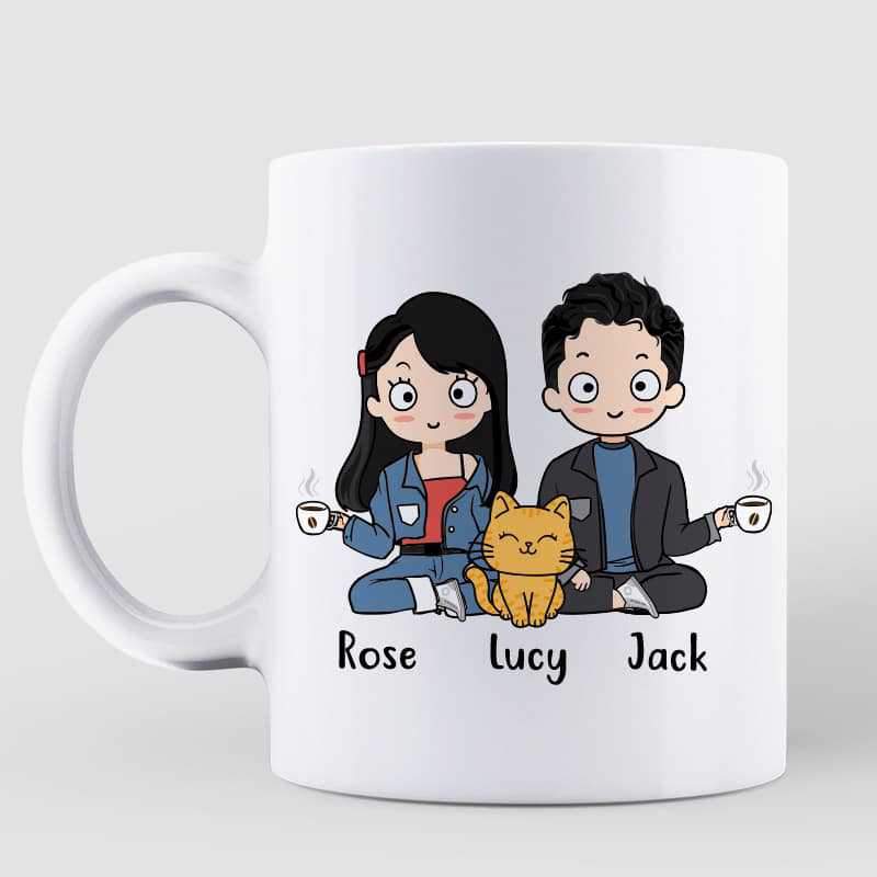 You Me And The Sitting Cat Personalized Coffee Mug