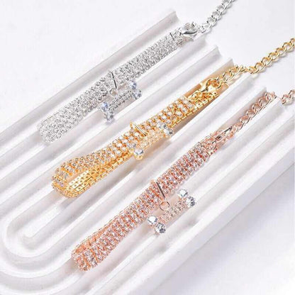 Adjustable Dog Chain Collar with Zircon