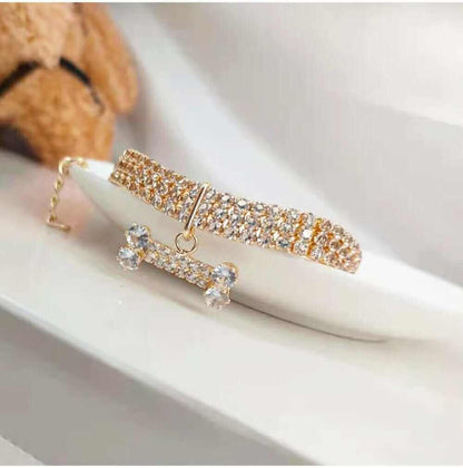 Adjustable Dog Chain Collar with Zircon