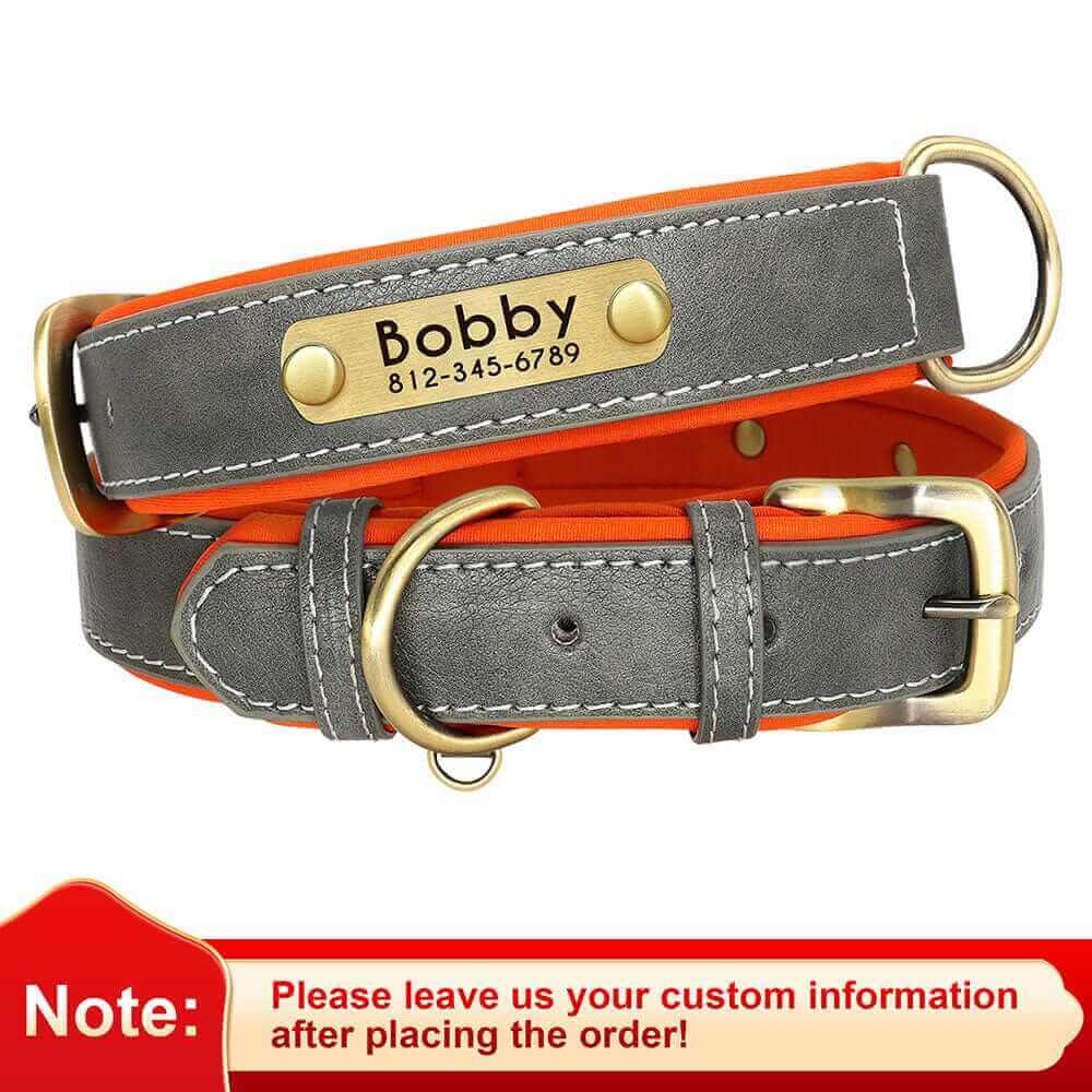 Leather ID Dog Collar