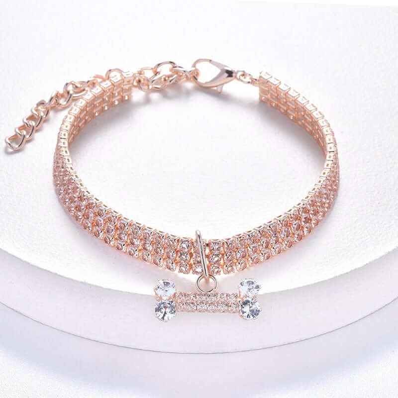 Adjustable Dog Chain Collar with Zircon