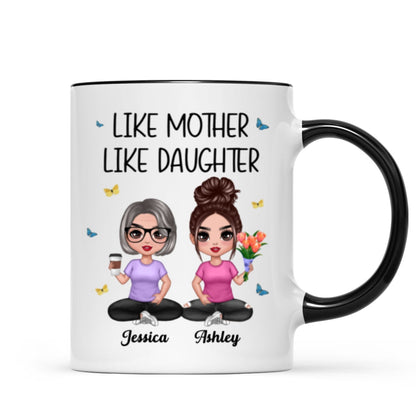 Mother Daughter Doll Sitting Flowers Mother's Day Gift Personalized Mug