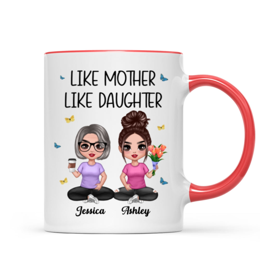 Mother Daughter Doll Sitting Flowers Mother's Day Gift Personalized Mug