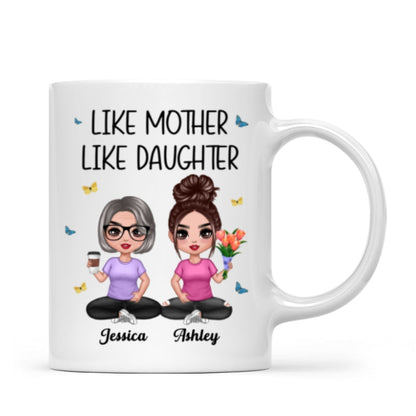 Mother Daughter Doll Sitting Flowers Mother's Day Gift Personalized Mug