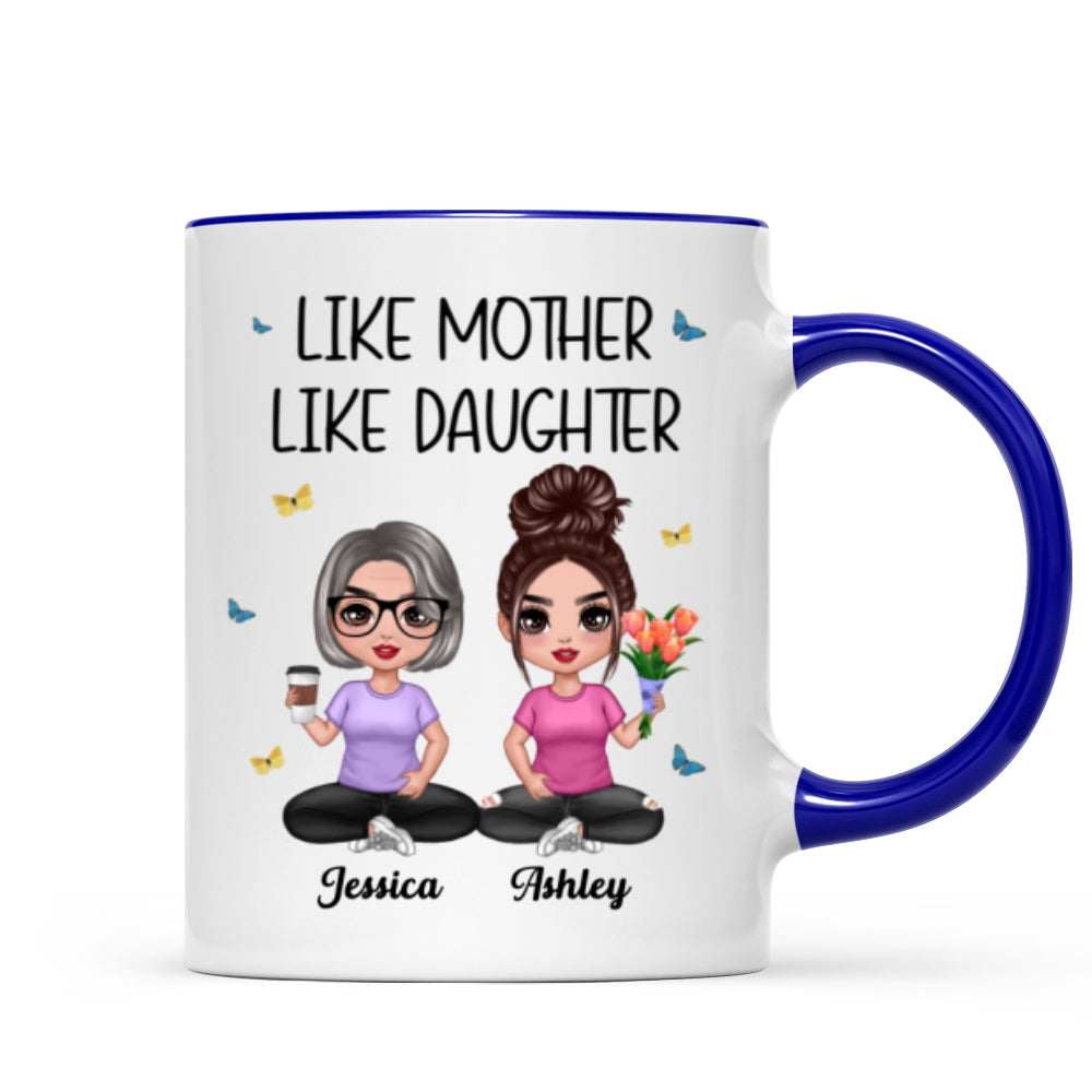 Mother Daughter Doll Sitting Flowers Mother's Day Gift Personalized Mug