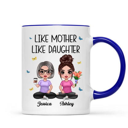 Mother Daughter Doll Sitting Flowers Mother's Day Gift Personalized Mug