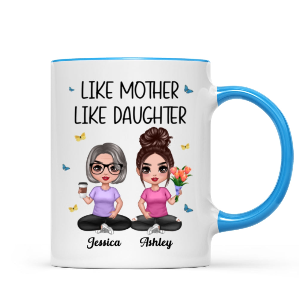 Mother Daughter Doll Sitting Flowers Mother's Day Gift Personalized Mug