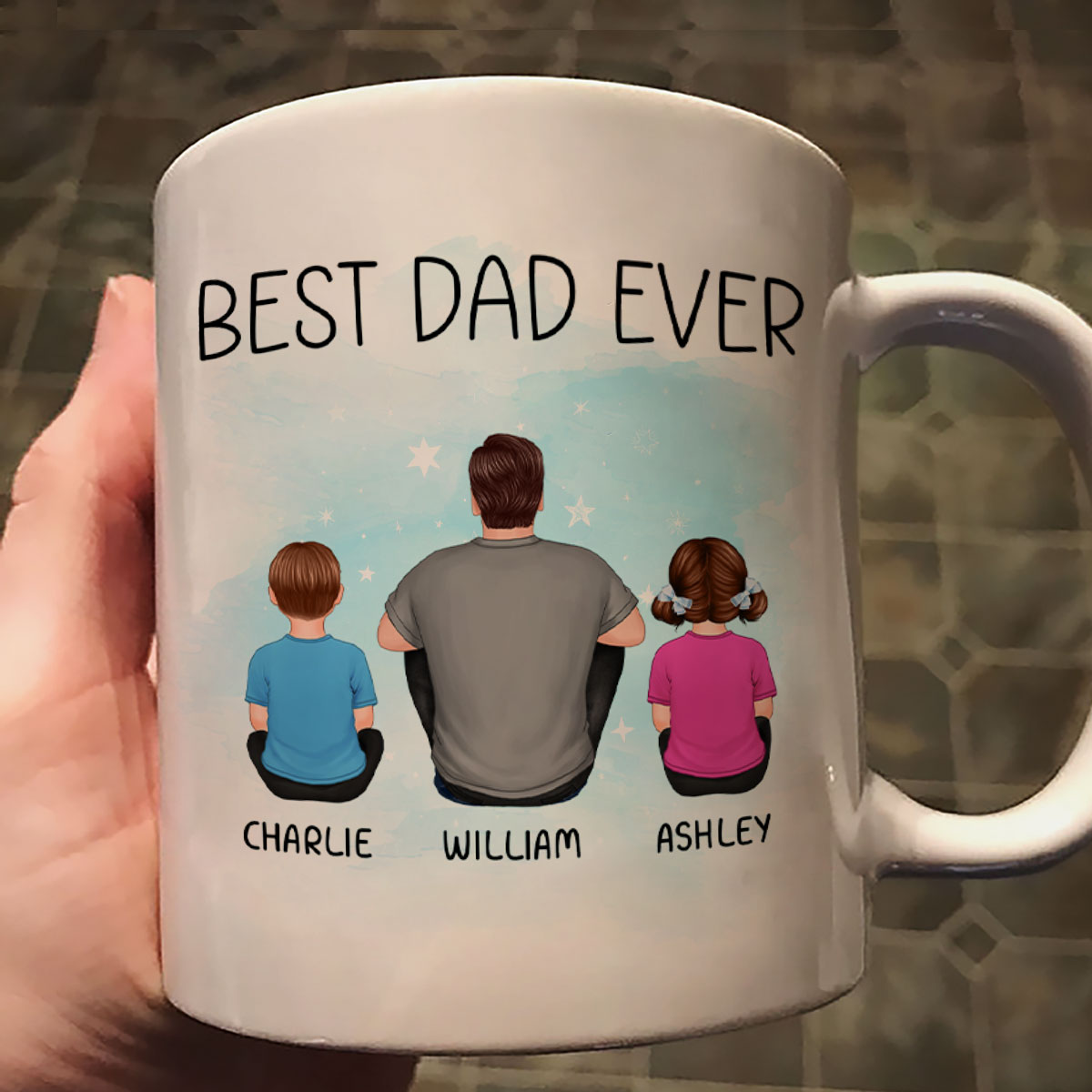 Best Dad Grandpa Back View Personalized Mug