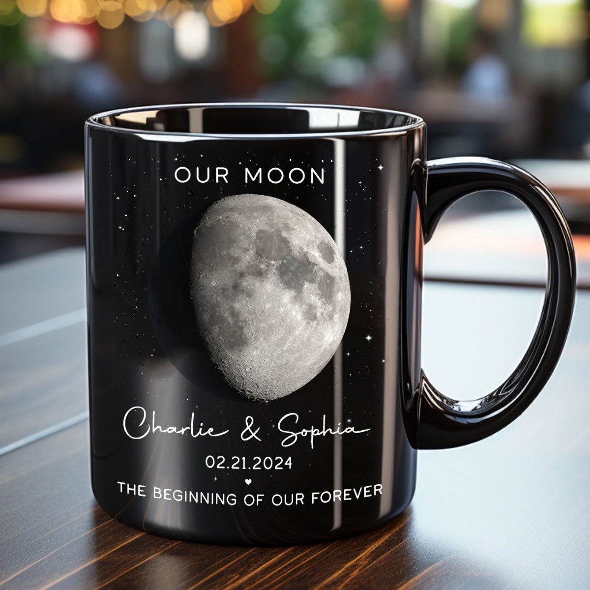 Our Moon Couple Gift Moon Phase Art Anniversary Gift For Him, Gift For Her Wedding Gift Personalized Mug