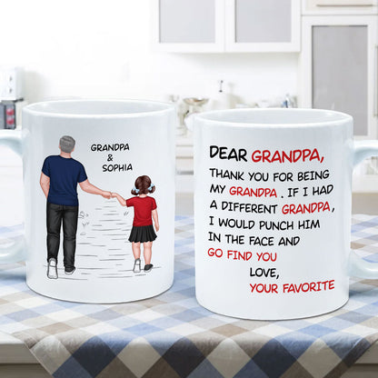 Dear Grandpa Thanks For Being My Grandpa Personalized Mug, Father's Day Gift For Grandpa