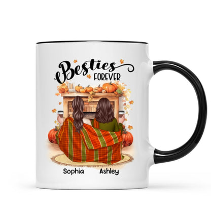 Fall Season Best Friends Sisters Fireplace Personalized Mug