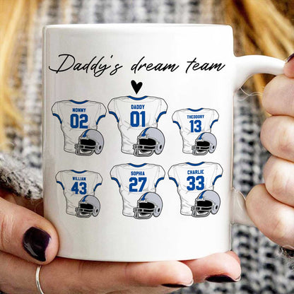 Daddy's Dream Team American Football Personalized Mug