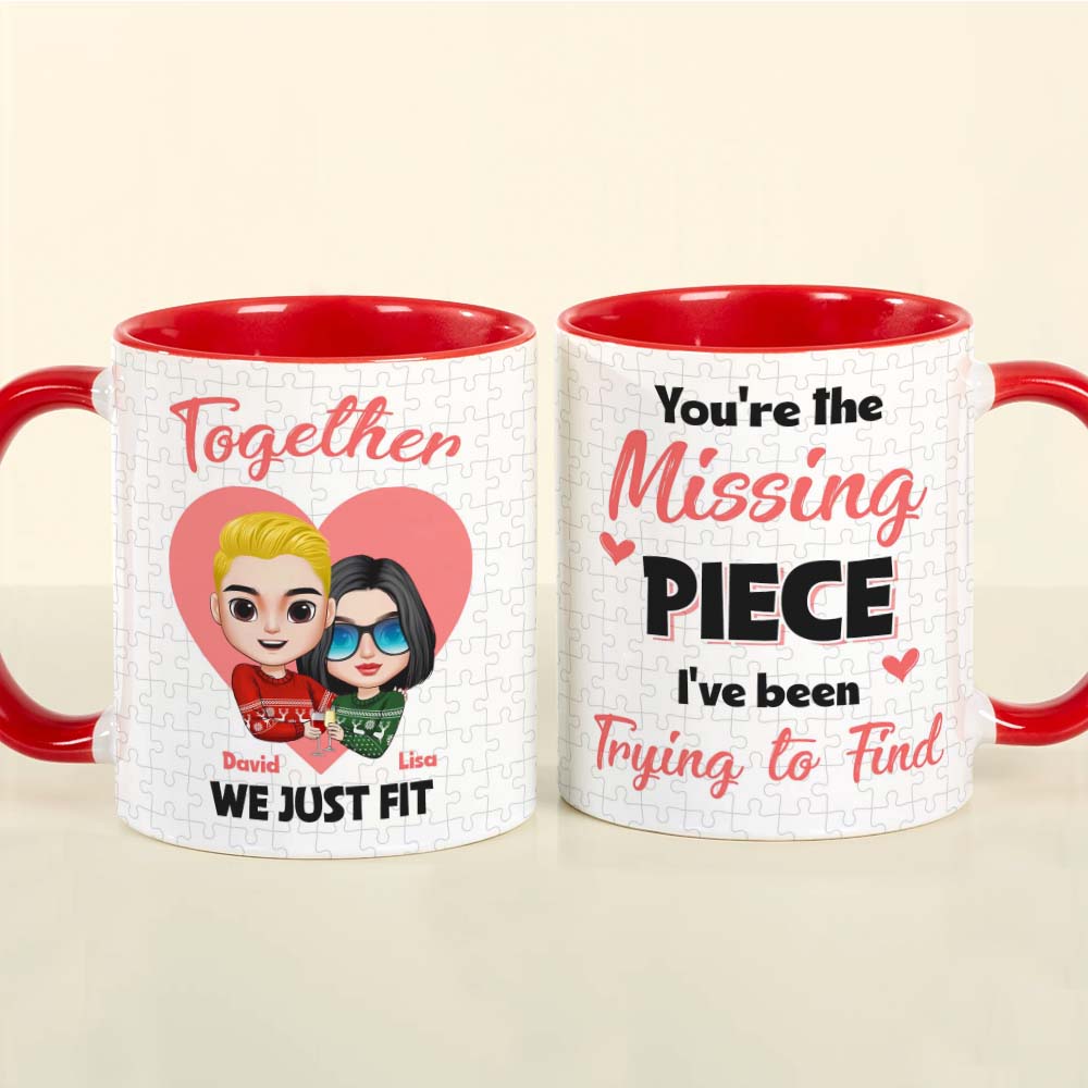 Together We Just Fit - You Are My Missing Piece, Personalized Couple Puzzle Accent Mug