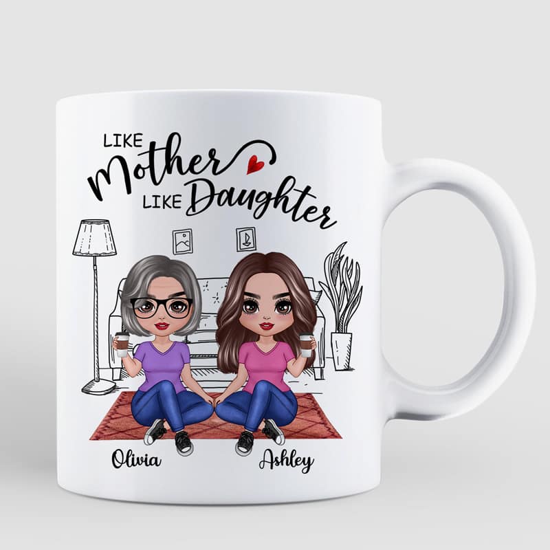 Doll Mother & Daughters Doll Women Sitting In House Personalized Mug