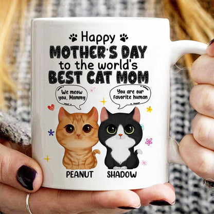Watercolor Cute Cats Happy Mother's Day Cat Mom Watercolor Cute Cats Personalized Mug