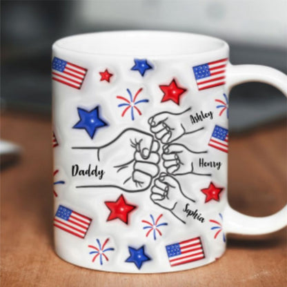 Proud Dad Grandpa Fist Bump Personalized 3D Inflated Effect Printed Mug