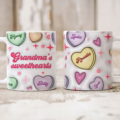 Grandma's Sweethearts Personalized 3D Inflated Effect Mug, Gift for Grandma