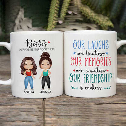 Our Laughs Are Limitless Doll Besties Watercolor Personalized Mug