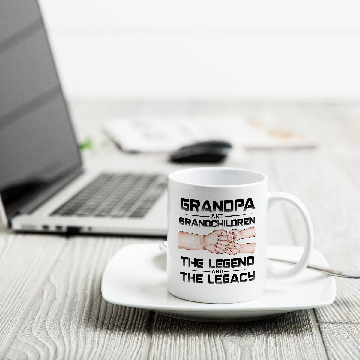 Grandpa Grandson Granddaughter, The Legend And The Legacy, Personalized Mug