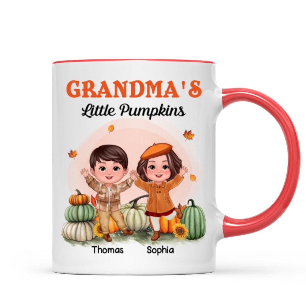 Happy Doll Kids Grandma Mom Fall Season Personalized Mug