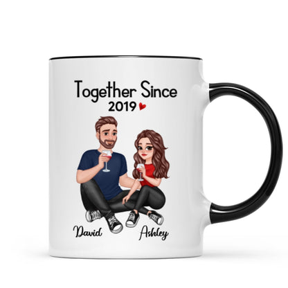 Cartoon Couple Sitting Anniversary Gift For Him Gift For Her Personalized Mug