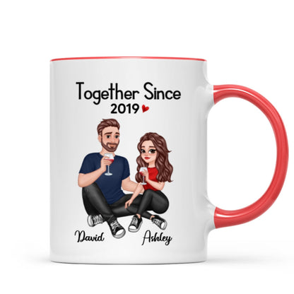 Cartoon Couple Sitting Anniversary Gift For Him Gift For Her Personalized Mug